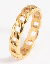 Waterproof Gold Plated Stainless Steel Chain Ring - link has visual effect only