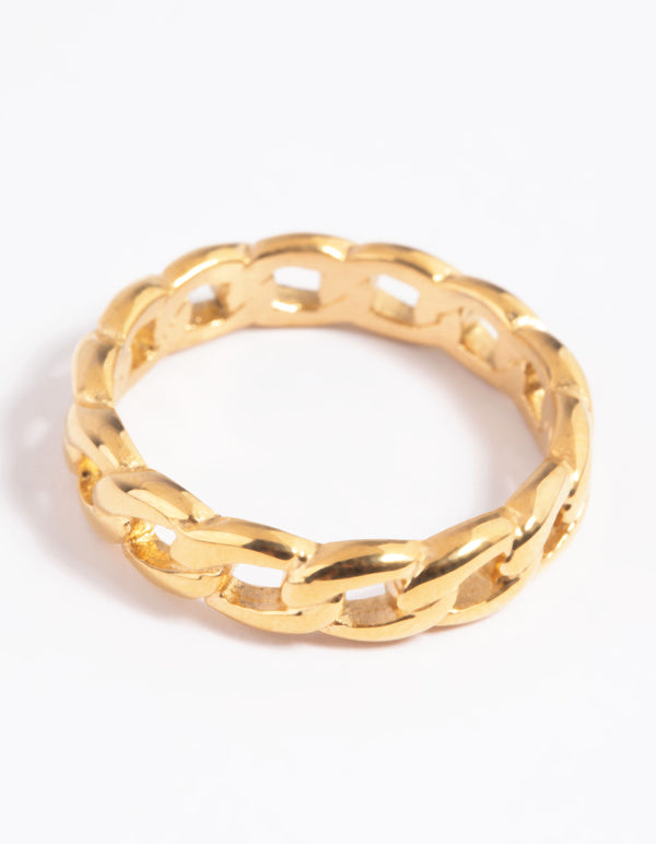 Waterproof Gold Plated Stainless Steel Chain Ring