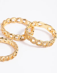 Gold Plated Cubic Zirconia Chain Ring Pack - link has visual effect only