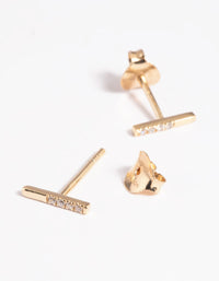 Gold Plated Sterling Silver Cubic Zirconia Stud Earrings - link has visual effect only