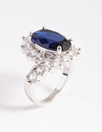 Silver Cubic Zirconia Vintage Sapphire Oval Ring - link has visual effect only