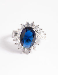 Silver Cubic Zirconia Vintage Sapphire Oval Ring - link has visual effect only