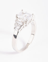 Silver Cubic Zirconia Princess Ring - link has visual effect only