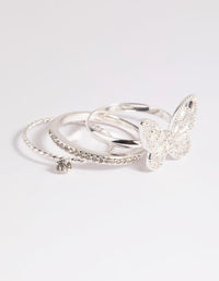 Silver Cubic Zirconia Butterfly Ring Stack Pack - link has visual effect only