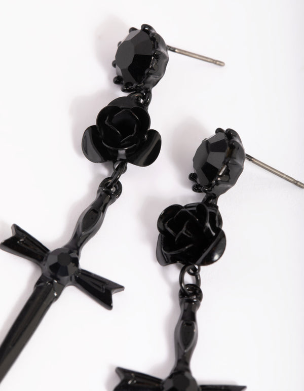 Black Rose selling Earrings Dangle Earrings