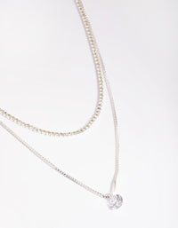 Silver Diamante Layered Necklace - link has visual effect only