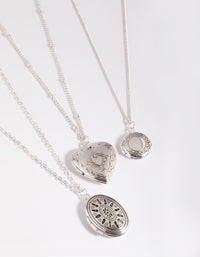 Antique Silver Mixed Locket Layered Necklace - link has visual effect only