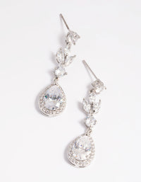 Rhodium Diamond Simulant Teardrop Earrings - link has visual effect only