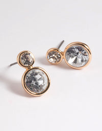 Gold Diamante Round Stud Earrings - link has visual effect only