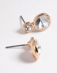 Gold Diamante Round Stud Earrings - link has visual effect only