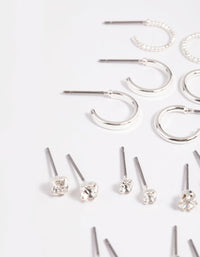 Silver Diamante Stud & Hoop Earring 12-Pack - link has visual effect only