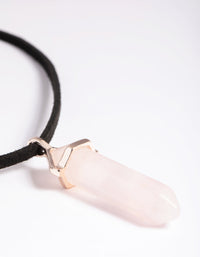 Rose Quartz Shard Cord Necklace - link has visual effect only