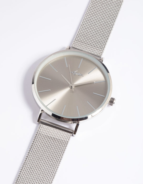 Silver Simple Mesh Strap Watch