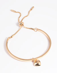 Gold Heart Bangle Bracelet with Toggle - link has visual effect only