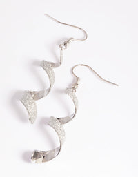 Silver Glitter Ribbon Drop Earrings - link has visual effect only