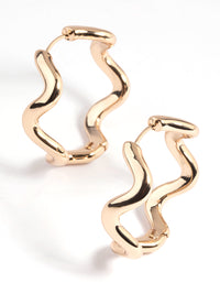 Gold Wavy Hoop Earrings - link has visual effect only