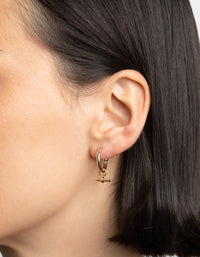 Gold Fob Huggie Hoop Earrings - link has visual effect only