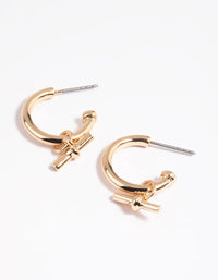 Gold Fob Huggie Hoop Earrings - link has visual effect only