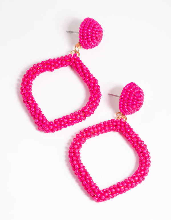 Pink Beaded Drop Earrings