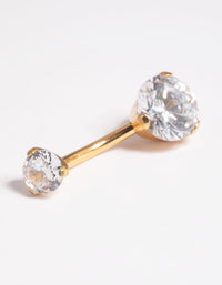 Gold Plated Titanium Threadless Cubic Zirconia Belly Bar - link has visual effect only