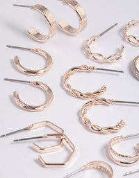 Rose Gold Textured Glitter Hoop Earring 8-Pack - link has visual effect only