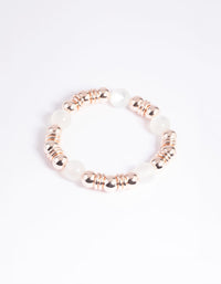 White Cats Eye Bead Bracelet - link has visual effect only