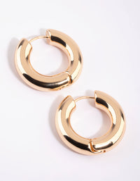 Gold Chunky Huggie Hoop Earrings - link has visual effect only