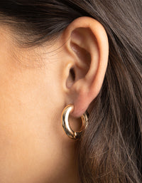 Gold Chunky Huggie Hoop Earrings - link has visual effect only