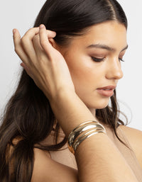 Gold Thick & Thin Bangle Bracelet 4-Pack - link has visual effect only