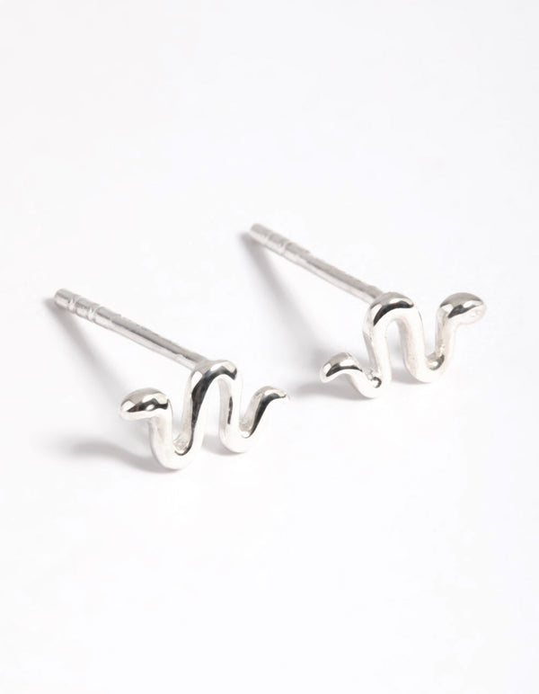 Sterling Silver Snake Stud Earrings