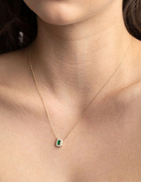 Gold Plated Sterling Silver Green Baguette Necklace - link has visual effect only