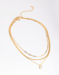 Gold Plated Cubic Zirconia Chain Necklace - link has visual effect only