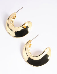 Gold Plated Molten Pointed Hoop Earrings - link has visual effect only