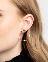 Gold Plated Twisted Square Hoop Earrings - link has visual effect only