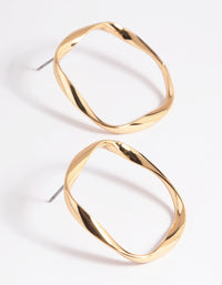 Gold Plated Twisted Square Hoop Earrings - link has visual effect only