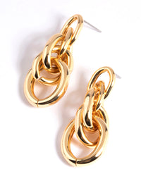 Gold Plated Triple Door Knocker Drop Earrings - link has visual effect only