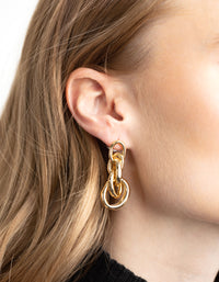 Gold Plated Triple Door Knocker Drop Earrings - link has visual effect only