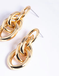 Gold Plated Triple Door Knocker Drop Earrings - link has visual effect only