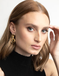 Gold Plated Triple Door Knocker Drop Earrings - link has visual effect only