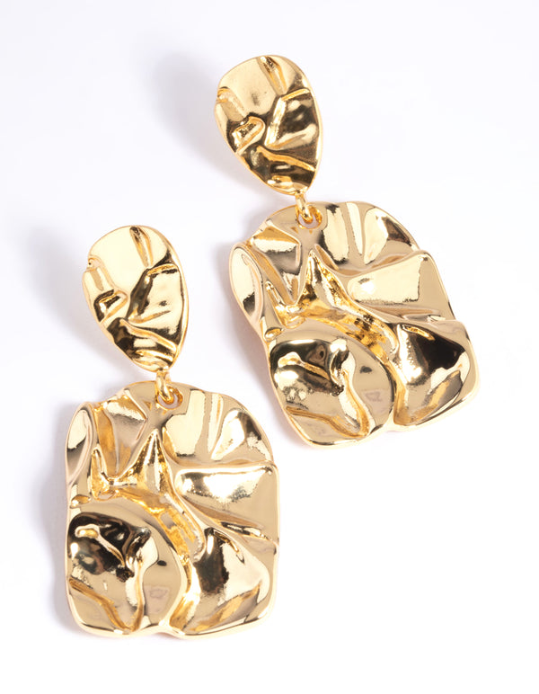 Gold Plated Molten Drop Earrings