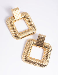 Gold Plated Square Door Knocker Earrings - link has visual effect only