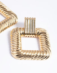 Gold Plated Square Door Knocker Earrings - link has visual effect only