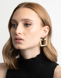 Gold Plated Square Door Knocker Earrings - link has visual effect only