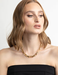 Gold Plated Rectangle Layered Necklace - link has visual effect only