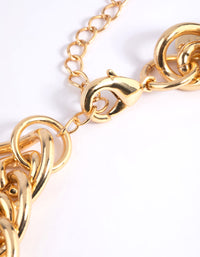 Gold Plated Brass Chunky Link Chain Necklace - link has visual effect only