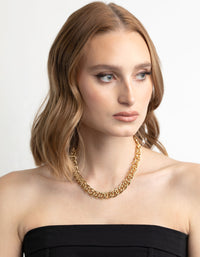 Gold Plated Oval Link Chain Necklace - link has visual effect only