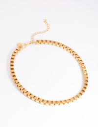 Gold Plated Chunky Box Chain Necklace - link has visual effect only