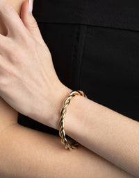 Gold Plated Twisted Cuff Bangle Bracelet - link has visual effect only