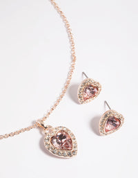 Pink Heart Necklace & Earrings Set - link has visual effect only