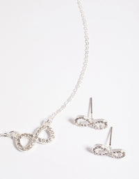 Silver Diamante Infinity Necklace & Earrings Set - link has visual effect only